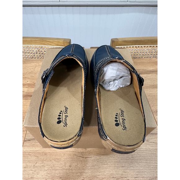 Spring Step Happy Slides Slip Ons Navy Leather Size 7.5/8 US 38 EU NWOB Casual - Picture 13 of 13